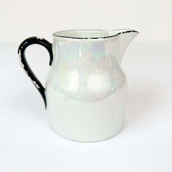 Vintage Three Crown China Germany Creamer Pitcher Iridescent Lusterware Vase - Picture 1 of 9